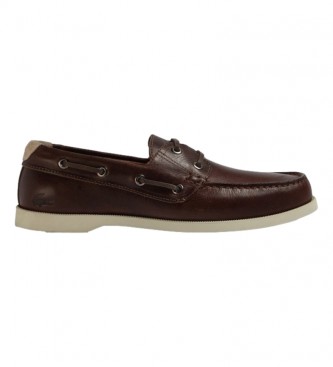 Lacoste Caspian brown leather boat shoes 