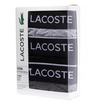 Lacoste Pack 3 Boxers Casual Signature gris, negro