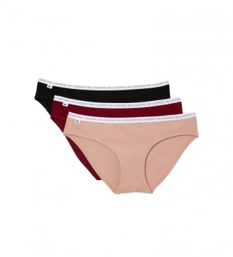 Lacoste Basic Panties 3-pack black, burgundy, pink