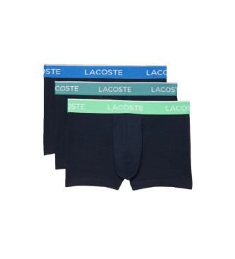 Lacoste Pack 3 caleons Boxer ceinture contraste marine, bleu, vert