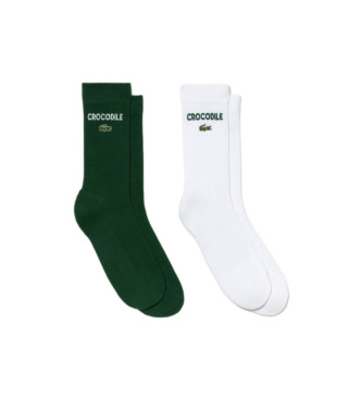 Lacoste Pack de 2 pares de meias verdes, brancas