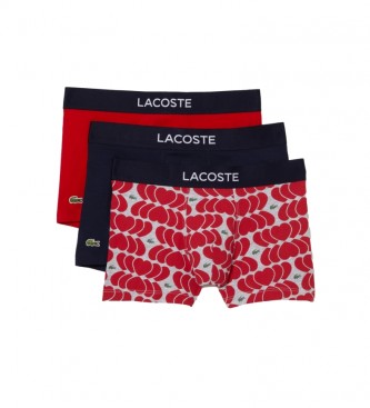 Lacoste Pack de 3 boxers negro, rojo