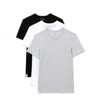 Lacoste Pacote de 3 t-shirts de casa brancas, cinzentas, pretas