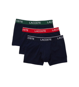 Lacoste Paket treh boksarskih hlač s potiskanim pasom v mornariški barvi