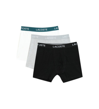 Lacoste Conjunto de trs boxers preto, cinzento e branco