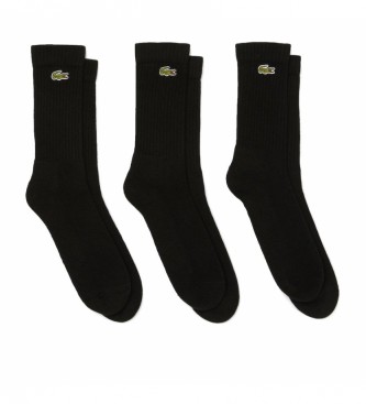 Lacoste Set van drie paar zwarte sokken
