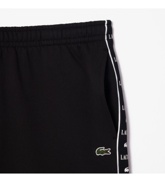 Lacoste Črne kratke hlače jogger iz flisa z logotipom