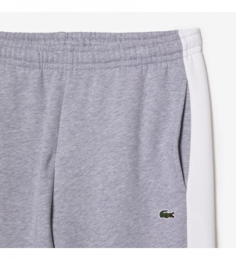 Lacoste Tracksuit bottoms grey contrast stripes and details