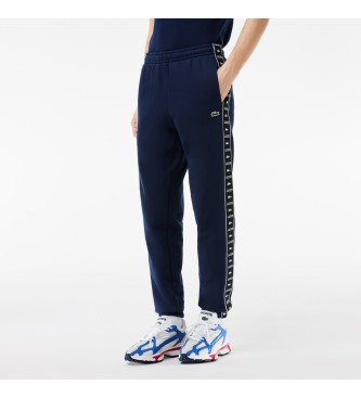Lacoste Pantaloni jogger a righe con logo blu scuro