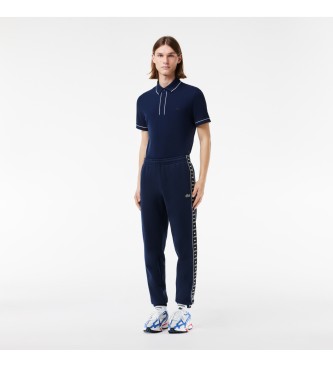 Lacoste Pantaloni jogger a righe con logo blu scuro