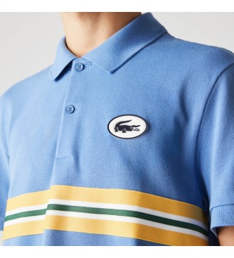 Lacoste Heritage Regular Fit Cotton Pique Pique Shirt com crach azul