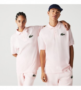 Lacoste Loose fit polo shirt in pink cotton pique