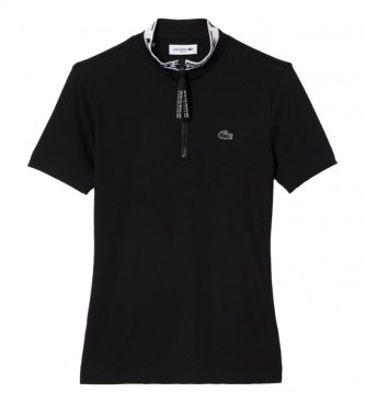 Lacoste Jacquard-Poloshirt mit Reiverschluss schwarz