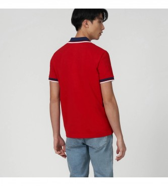 Lacoste Men's regular fit polo shirt in stretch cotton pique with red contrast collar