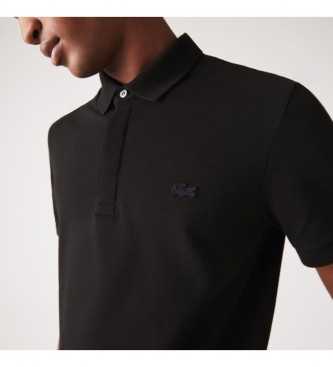 Lacoste Smart Paris polo shirt in black stretch cotton piqu