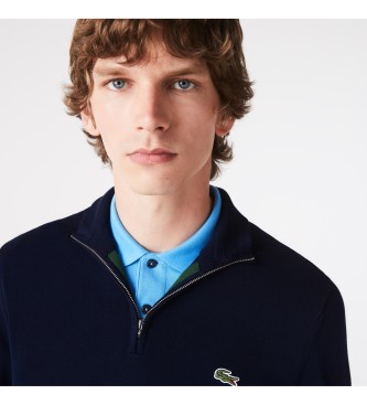 Lacoste Organic cotton sweater with navy zipper