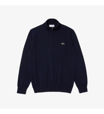 Lacoste Organic cotton sweater with navy zipper