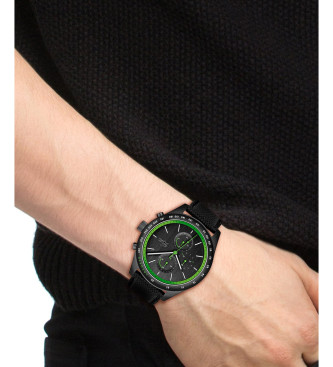 Lacoste Analogna ura z usnjenim pasom Apext črna