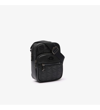 Lacoste Skórzana torba kurierska S Crossover Bag czarna