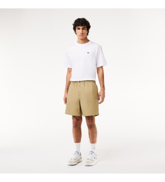 Lacoste Shorts med avslappnad passform i brun poplin