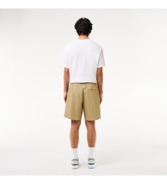Lacoste Brown poplin relaxed fit shorts