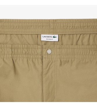 Lacoste Shorts i brun poplin med afslappet pasform