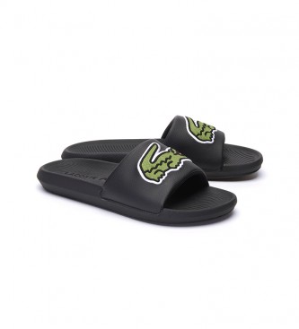 Lacoste Croco black flip flops