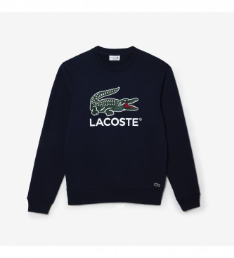 Lacoste Sweatshirt med klassisk pasform i marinebl bomuldsfleece