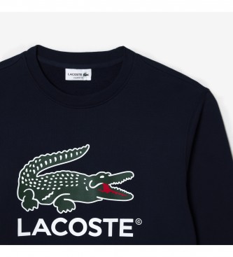 Lacoste Sweatshirt med klassisk pasform i marinebl bomuldsfleece