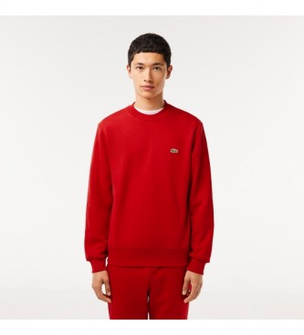 Lacoste Sweatshirt in red brushed organic cotton