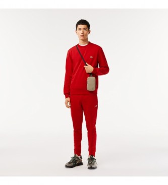 Lacoste Sweatshirt in red brushed organic cotton