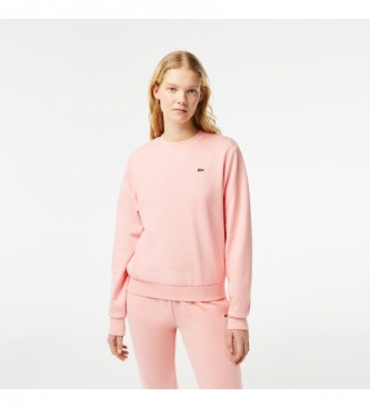 Lacoste Roze ongeborsteld fleece sweatshirt