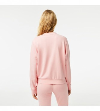 Lacoste Pink unbrushed fleece sweatshirt