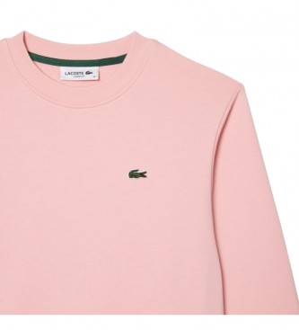 Lacoste Roze ongeborsteld fleece sweatshirt