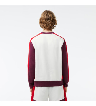Lacoste Sweatshirt Fleece Design hvid, rd