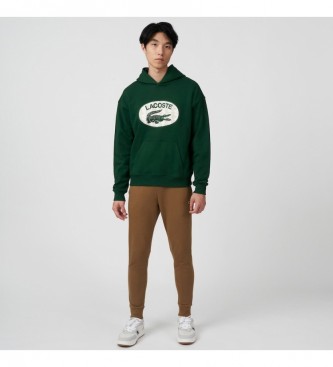 Lacoste Loose fit sweatshirt with hood green