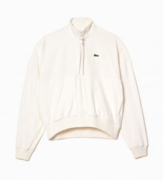 Lacoste Oversized sweatshirt Felpa with high neck and zip white