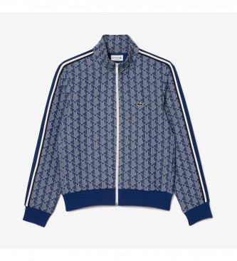 Lacoste Sweat-shirt Paris avec monogramme jacquard et fermeture éclair bleue