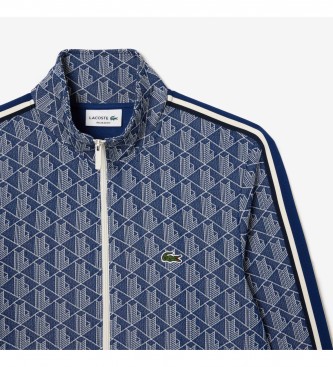 Lacoste Sweat-shirt Paris avec monogramme jacquard et fermeture éclair bleue