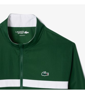 Lacoste Sportowy dres tenisowy z zielonym paskiem i zielonym logo
