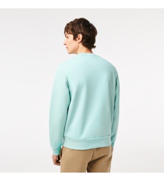 Lacoste Turquoise Geborsteld Katoenen Sweatshirt