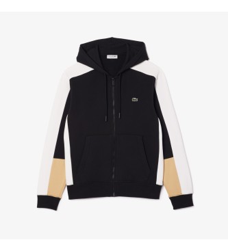 Lacoste Black hooded sweatshirt with colour block design