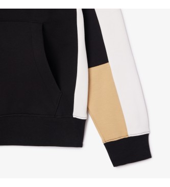 Lacoste Black hooded sweatshirt with colour block design
