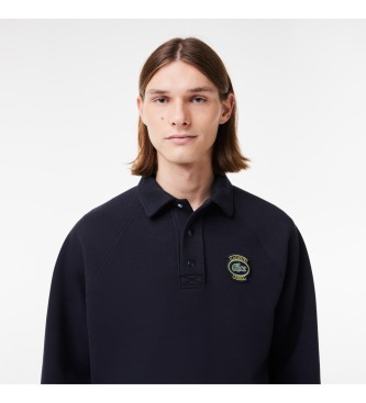 Lacoste Jogger-Sweatshirt in lockerer Passform aus marineblauem Piqu