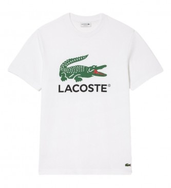 Lacoste T-shirt branca com assinatura de crocodilo