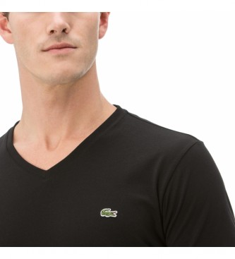Lacoste T-shirt noir à col en V avec col Pico