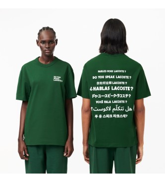 Lacoste T-shirt with slogan on the back in green