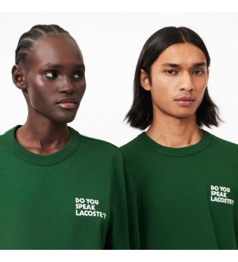 Lacoste T-shirt com slogan nas costas em verde