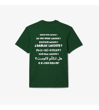 Lacoste T-shirt con slogan sul retro verde