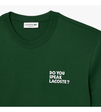 Lacoste T-shirt com slogan nas costas em verde